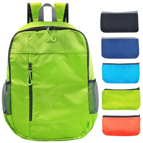 CHEESANHERR Rucksack Faltbar, 20L Ultraleicht Packable Wanderrucksack, Tagesrucksack Wasserabweisend Trekkingrucksack Reiserucksack Sport Radfahren Daypack Backpack für Herren Damen (Grün)