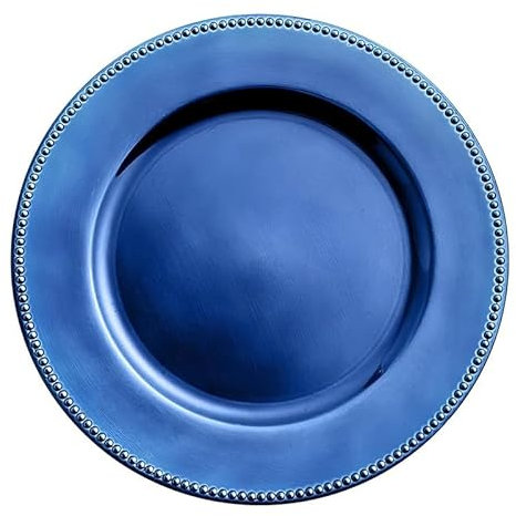 OCS Parts Pro Series 6-Pack Royal Blue Charger Plates | 13-Inch Beaded Rim Charger Plates for Home Dining, Restaurants, Weddings, and Catered Events