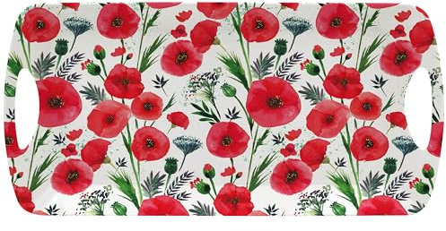 The Leonardo Collection Finola Stack Poppy Tray Medium for Serving Dishes | Serving Trays for Kitchen Accessories | Lovely Serving Platter for Serving Food & Tea | Trays for Food Serving
