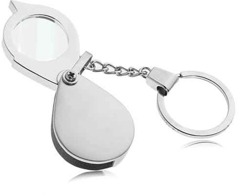 30-Fache Lupe Handlupe Tragbare mit Schlüsselanhänger Mini-Taschenlupe Zusammenklappbare Leselupen Kleine Lupen zum Lesen Münzen Travel Schmuck, 25 mm Durchmesser