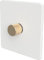 Flat Trailing Edge 2 Way LED Dimmer Switch Rotary Push On/Off for Dimmable LED and Halogen Lights - White/Brass 1-Gang