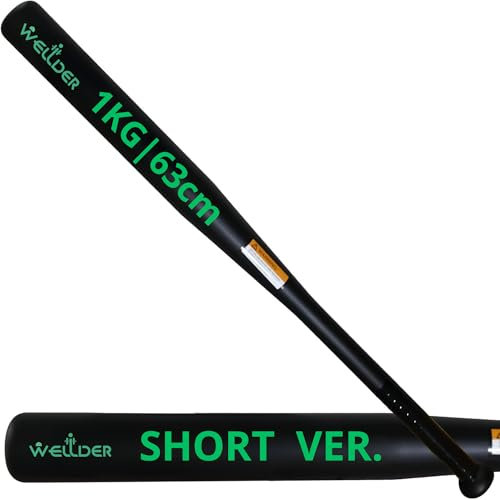 Mazza da Baseball in Acciaio 63,5 cm Rinforzata Super Resistente Peso 1Kg Nera o Color Argento con Grip (NERO) (Metallo-Nero, 63,5CM)