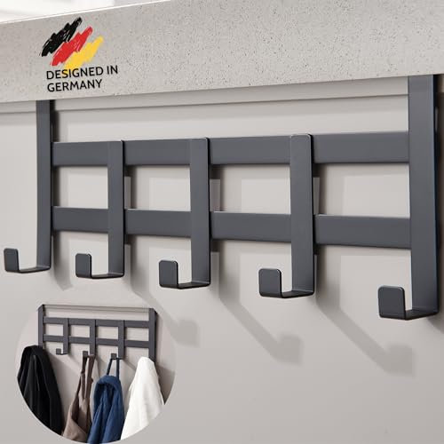 DEKAZIA® Türgarderobe Schwarz zum Einhängen - Bunte Türhakenleiste für Kinderzimmer, Garderobenhaken & Kleiderhaken - Praktischer Türhänger & Hakenleiste