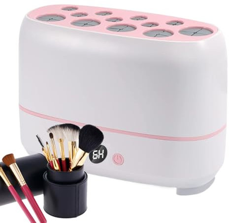 Make Up Brush Dryer Machine - Electric Make Up Brush Cleaning Machine | 12-Piece Powder Puff Spinner, Cosmetic Sponge Dehydrator with Constant, USB Charged for Powder
