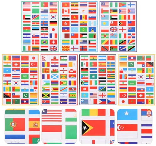 BESPORTBLE 7 BöGen LäNderflaggen Aufkleber FußBall Sticker Pvc Patriotisch Nationalflaggen Aufkleber FüR Fanpartys Und Schuldekoration Weltmeisterschaft Deko