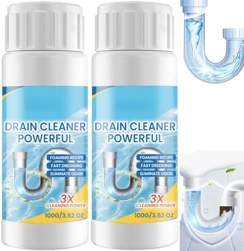 100g*2 Sink and Drain Cleaner Powder,Pipe Dredge Deodorant, Powerful Drain Cleaner, Foaming Sink and D/rain Cl/eaner,Foaming S/ink Unblocker,D/rain Unblocker Liquid Heavy Duty,Safe for All Pipes