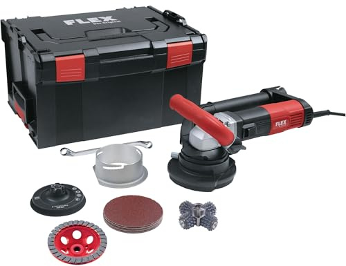 Flex Sanierungsschleifer RE 16-5 115 Kit Fräskopf spitz + Diamantschleifteller Turbo-Jet II (schwarz, rot, RETECFLEX, das Universalwerkzeug zum Sanieren, Renovieren, Präzisionsfräskopf) 531031