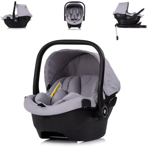 Chipolino Set Babyschale Pearl i-Size (40-85cm) Isofix-Basis-Station Adapter grau