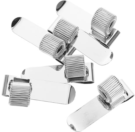MOLUCKFU Drehbarer Stiftclip Stifthalter 6 Stück Metallfederklemme mit verstellbarer Haltekraft für Notizbuch Büro Schule silber