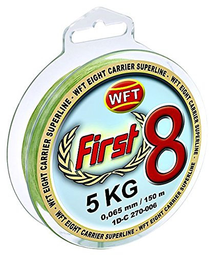 WFT First 8 KG Line 300m 0,37mm 39kg Mint-Grün, geflochtene Schnur, Angelschnur, Geflechtschnur