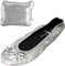 After Party Pumps® Silver Sequin Size UK 5-6 Ladies Roll Up Shoes Sparkly Glitter