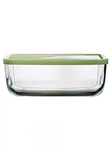Pasabahce 8693357193604 Rechteckiger Behälter, grüner Deckel, 1,7 l, 21 x 13 x 8 cm