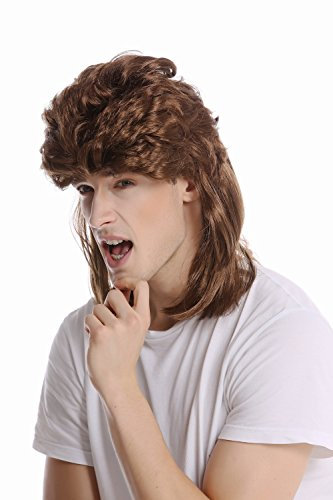 WIG ME UP - G-2-ZA6 Perruque brune crépée bross dame homme carnaval halloween mulet années 80 beauf