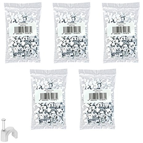 Nagelschelle 7mm 500x Kabelschelle weiss allzweck Nagelschellen Rundschelle Kabelbefestigung Kabel Befestigung Nagel universal 7 mm ARLI 500 Stück weiß