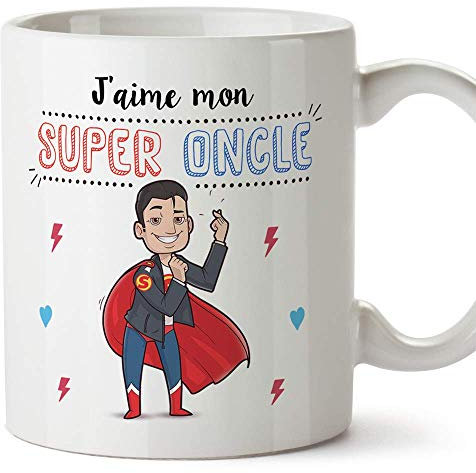 Mugffins Tonton Mug/Tasse – J'aime Mon Super Oncle – Tasse Originale/Cadeau Anniversaire/Future Tonton. Céramique 350 ML