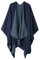 Damen Vintage Farbblocking Schal Wrap Open Front Poncho Übergroße Winterdecke Elegant Cape Coat (Navy Blau, One Size)