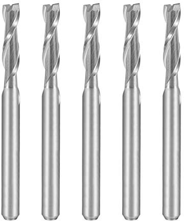 5PCS 1/8 Shank 3.0mm x 12mm Carbide Flat Nose End Mill Cutter CNC Router Bits 2 Flute for Acrylic PVC MDF Hardwood