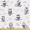 Lunarable Cartoon-Stoff von The Yard, Silhouette Eule Charaktere Lustige Gesichter Baum Zweige Natur Dekostoff für Polster und Home Accents 2,7 m, Aubergine