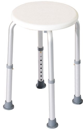 HOMCOM Tabouret de Douche réglable en Hauteur siège de Douche Ergonomique Pieds antidérapants Charge Max. 136 Kg Aluminium HDPE Blanc
