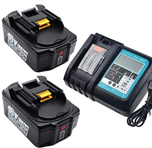 FengBP® 2 X 18 V 5,0 Ah BL1850 batteria di ricambio con caricatore 3A per makita batteria DHR171Z DTM51Z DTD152Z TD110DZ DTD146Z dlm431z dub184 DGA404 DGA454 DGA504 DUB182 DUB183