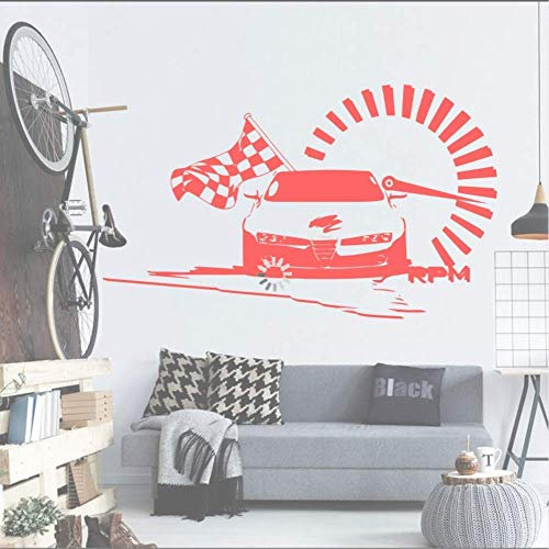 Rennwagen Mit Geprüfter Flagge S Nascar Speed Racing Art Vinyl Wandaufkleber Home Schlafzimmer Mode Stil Dekor Aufkleber 57 * 96. Cm