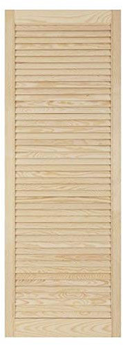 Porta Louvre – Legno di pino – Ventilato – Porte interne pronte per dipingere – Porte armadio – Varie misure