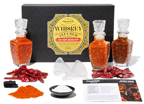 Thoughtfully - DIY Hot Sauce Whiskey Infused Set - Scharfe Soße selber machen - Inkl. Zubehör - Geschenkset für Männer und Frauen