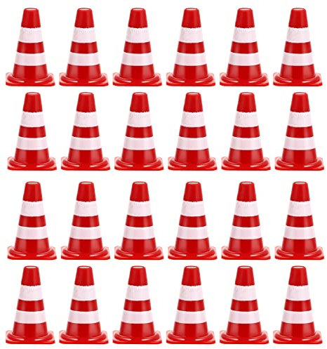 TOYANDONA 60 Stücke Miniatur Pylonen Set Kinder Leitkegel Kleine Warnkegel Verkehrsschilder Markierungskegel Verkehrskegel für Modellbau Fußball Kindergeburtstag Straßensperre Spielzeug