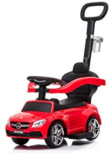 COIL Rutschauto mit der Schiebestange, Schiebeauto, Mercedes AMG C63, Kinderrutsche, Fahrzeug mit Rutsche, Schiebefahrt, ab 12 Monaten, (Rot)