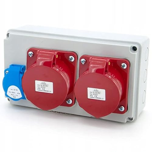 ELS Elektrotechnika Baustromverteiler Wandverteiler 1x 230V Schuko + 2x CEE 32A, Verdrahtet, Anschlußfertig für Werkstatt, Fabrik, Garage