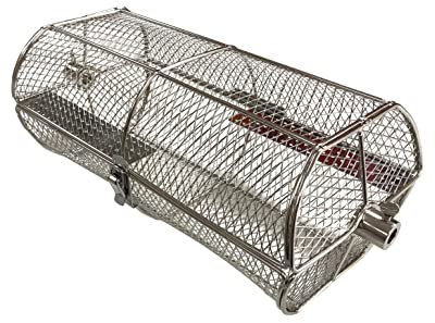 SunshineBBQs BBQ Rotisserie Spit Roast Cage Tumbler Basket Attachment in Stainless Steel