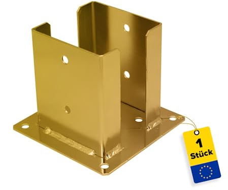Pfostenträger Aufschrauben - Aufschraubhülse 100x100 - Bodenhülsen für Holzpfosten - Bodenhülse mit Ankerplatte - Anker - Pfostenschuh - Stützenfuß - Holzverbinder