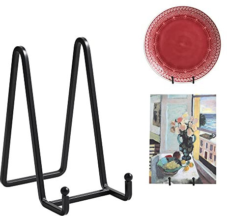 Supporto Cavalletto Espositore Porta Piatti - Supporti Piatti da Esposizione - 6 Pollici Cavalletti per Tavolo - 4 pz di Espositori in Ferro per Piatto Decorativo | Foto | Cornice | Libri - Nero