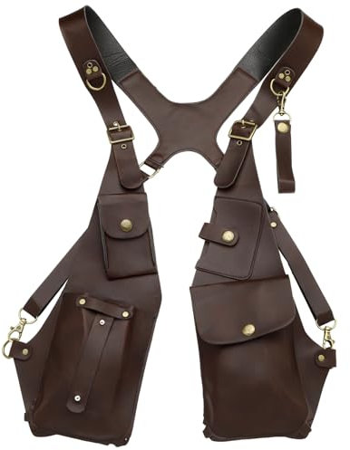 Freebily PU-Leder Versteckte Unterarm Schultertasche Gothic Punk Schulter Holster Anti-Theft Sicherheit Brieftasche Umhängetasche für Outdoor Reisen Dunkel Braun Einheitsgröße