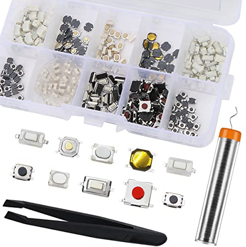 DAOKAI 10 Werte Taktile Drucktastenschalter,SMD Mikrotaster Taktile Druckschalter,Mikroschalter Sortiment Kit,Elektronische Komponenten Platinenschalter für Auto Fernbedienung Schlüsse