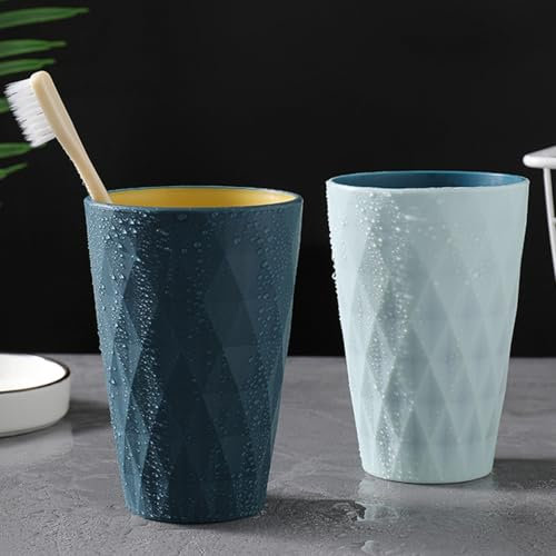 Yemiany 2pcs Toothbrush Tumbler, 450ml Plastic Toothbrush Cup Reusable Travel Mouthwash Cup, Bathroom Toothbrush Organiser for Adults, Kids