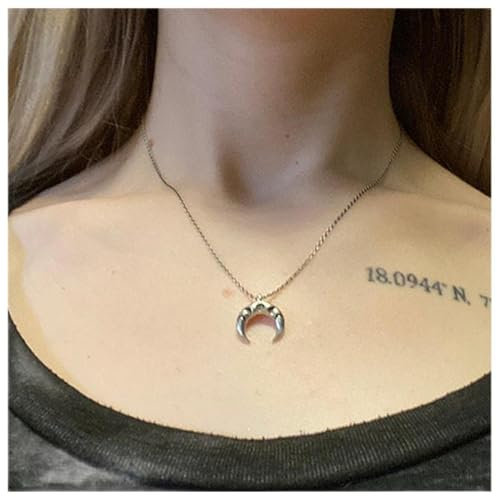 Dervivea Boho Luna Mezzaluna Collana Girocollo Mezza Luna Collana Ciondolo Argento Mezzaluna Collana Doppio Corno Collana Gioielli Per Donne E Ragazze