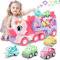 seveclotree Camion Macchinine per Bambini, Giocattoli 5 in 1 pezzi Cars con Suoni e Luci, Regalo per Ragazzi 1 2 3 Anni
