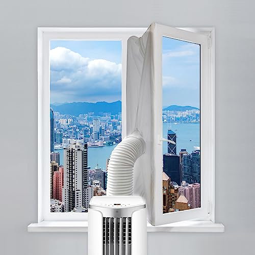 CENBEN 400cm AC Window Seal, Universal Air Conditioner Window Kit for Portable Air Conditioner and Tumble Dryer, Hot Air Stop Air Exchange Guards with Zip and Adhesive Fastener