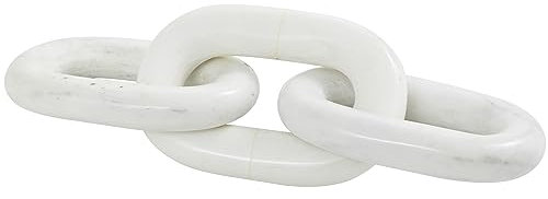 Deco 79 Marble Chain Handmade Decorative Sculpture Geometric 3 Link Home Decor Statue, Accent Figurine 13 x 4 x 3, White