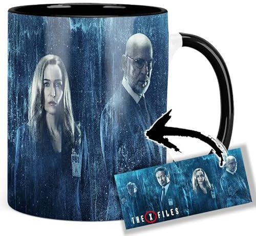 The X-Files David Duchovny Gillian Anderson Mulder Scully Tasse Innen & Henkel Schwarz Keramikbecher Mug
