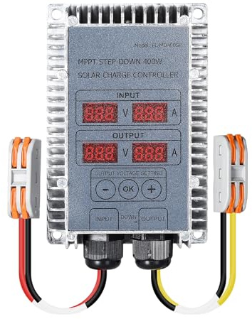 DEWIN Solarladeregler, Boost MPPT Solar Laderegler 24V–85V Spannungsverstellbares Step Up Solar Ladegerät Solarregler Solarpanel Laderegler 400W