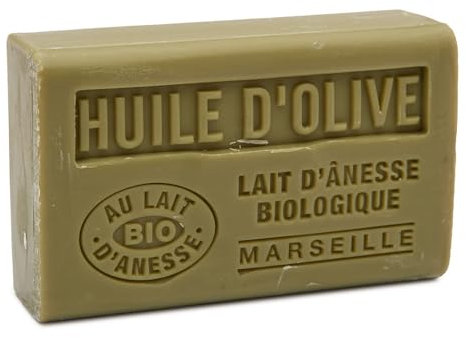 Label Provence Savon de Marseille – Französische Seife mit frischer Bio-Eselsmilch – Olivenölduft – 125 g Riegel