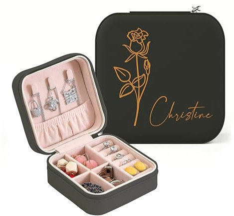 ALBK Personalisiert Schmuckkästchen mädchen Reise kleine -Schmuckkästchen Personalisiert Schmuckaufbewahrung Mädchen, für Ohrringe Halskette Ringe Geburtstagsgeschenke für Frauen Mädchen