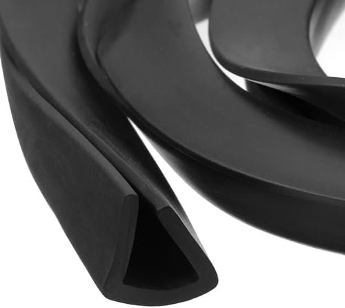 sourcing map U-Kanal-Kantenverkleidung, 1 m Länge, Gummischutz, Dichtungsstreifen, Kantenschutz, flacher Typ, passend für 11,5–12 mm Kante, (5/8 Zoll B x 35/64 Zoll H), Schwarz