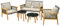 LIFEZEAL Ensemble Salon de Jardin Extérieur Rotin PE, Canapé 2 Places, 2 Fauteuils, 2 Tables Basses, Mobilier Terrasse 3 Coussins & 4 Oreillers, Métal et Bois Acacia, Charge de 360/180/45 kg