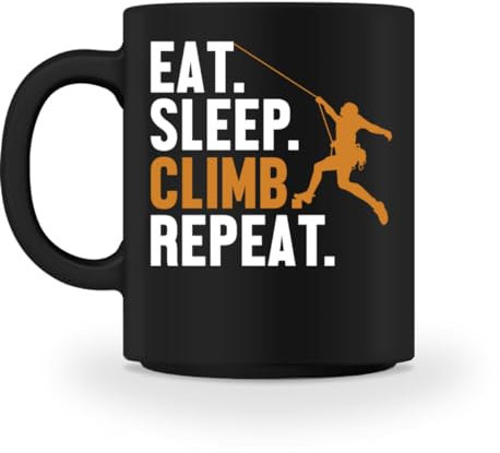 Generisch Eat Sleep Climb Repeat Alpine Escalada Deportiva Escalada - Taza, Negro , 50/52
