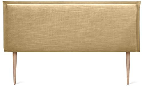 DHOME Kopfteil aus natürlichem Leinen einfarbig mit Paspelierung für Bett Schlafzimmer modernes Top Trend (Senf, 160x105cm Mit Füßen (Betten 150/160))