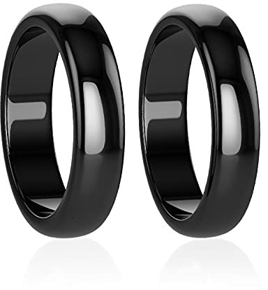Lonage Hämatit-Ring für Damen und Herren, Unisex, echte heilende magnetische Steine, Ring für Angstausgleich, Wurzelchakra, absorbiert negative Energie, Schmuck, Geschenke, Größe 6–12 (7)