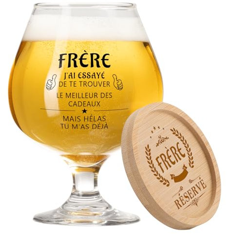 Funnli Cadeau Anniversaire Frère, Verre A Biere Cadeau Pour Frère, Idee Cadeau Homme Original Pour Frère, Le Grand Frére, pour Noël Noel ou Anniversaire